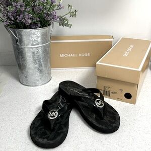 Michael Kors Jet Set Black Flip Flops